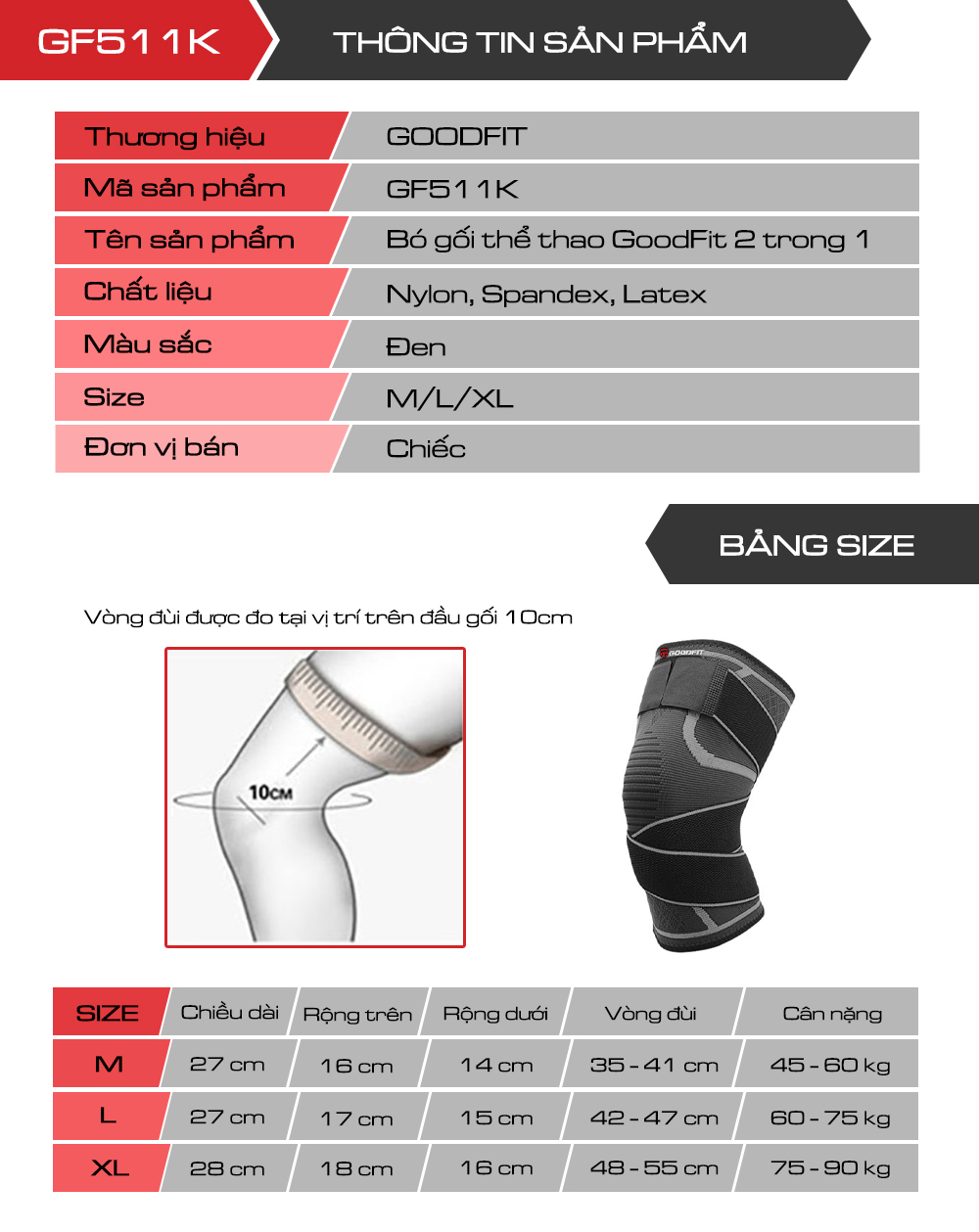 Bó gối thể thao GoodFit GF511K Bó gối thể thao GoodFit GF511K