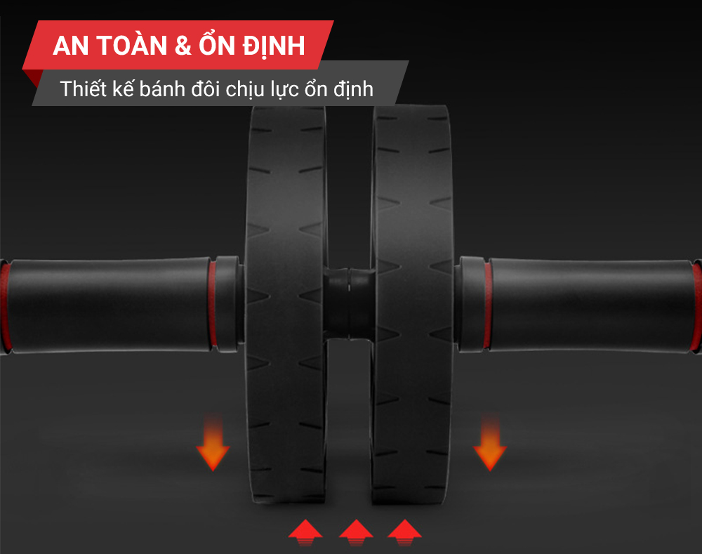 Con lan tap bung 2 banh cao cap GoodFit GF602AB tang kem tham 1 Con lăn tập bụng 2 bánh cao cấp GoodFit GF602AB tặng kèm thảm
