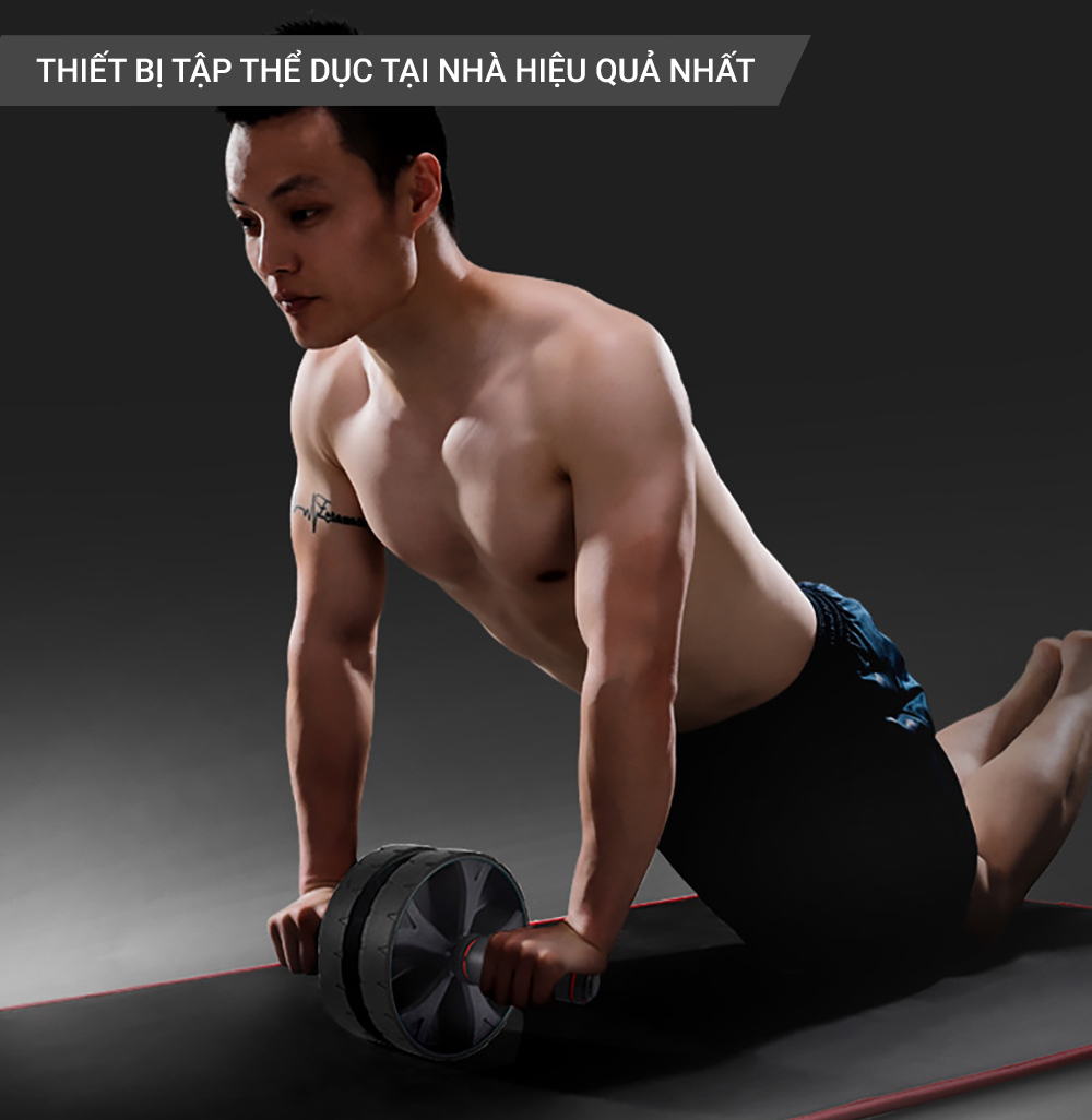 Con lan tap bung 2 banh cao cap GoodFit GF602AB tang kem tham 7 Con lăn tập bụng 2 bánh cao cấp GoodFit GF602AB tặng kèm thảm