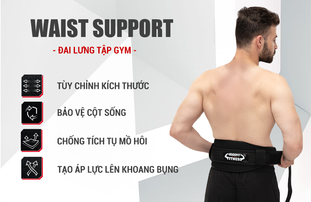 Đai lưng tập gym GoodFit GF721WS Đai lưng tập gym GoodFit GF721WS