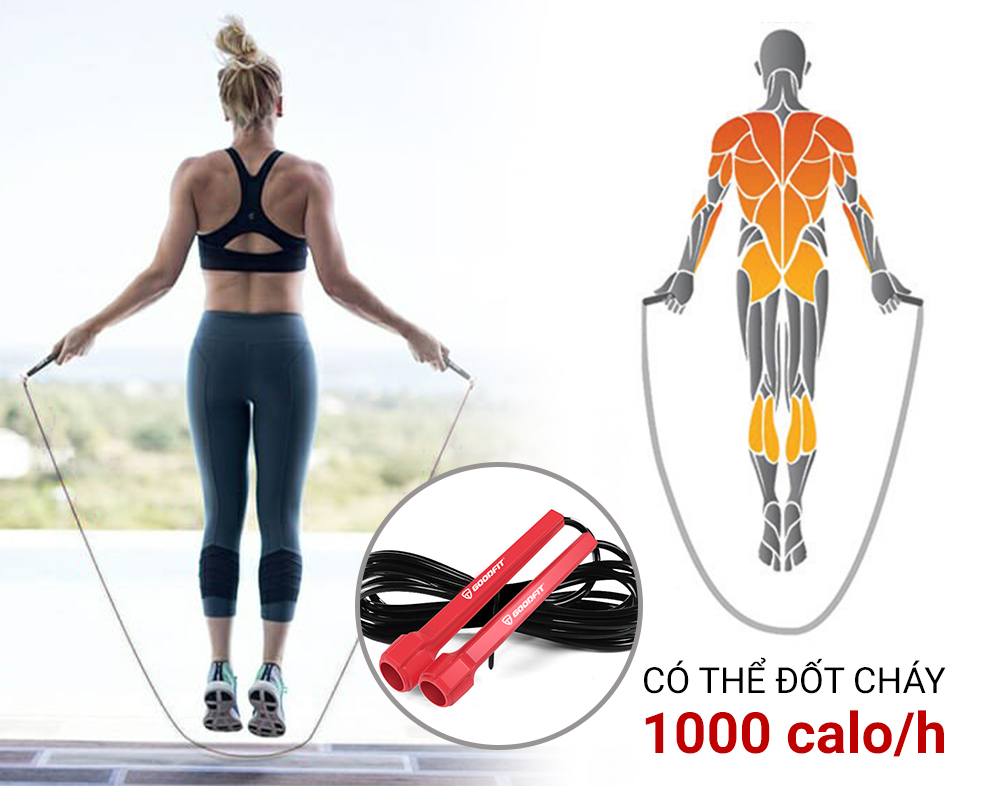 Day nhay the duc day nhay giam can chinh hang GoodFit GF902JR 5 Dây nhảy thể dục, dây nhảy giảm cân chính hãng GoodFit GF902JR