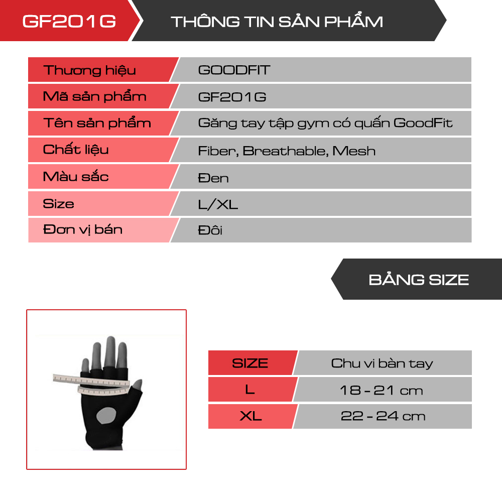 Găng tay tập gym có quấn GoodFit GF201G Găng tay tập gym có quấn GoodFit GF201G