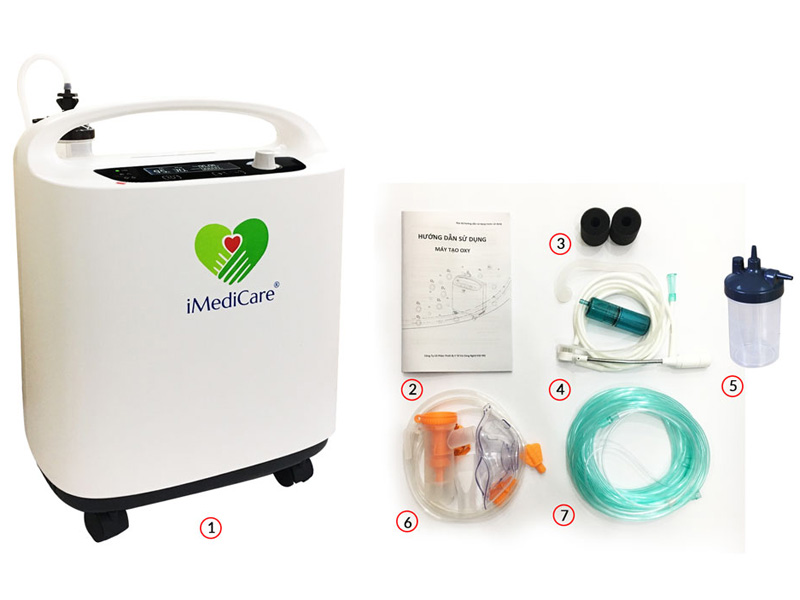 Bộ dụng cụ đầy đủ của máy tạo oxy iMediCare iOC-3LS 3 lít Máy tạo oxy iMediCare iOC-3LS 3 lít