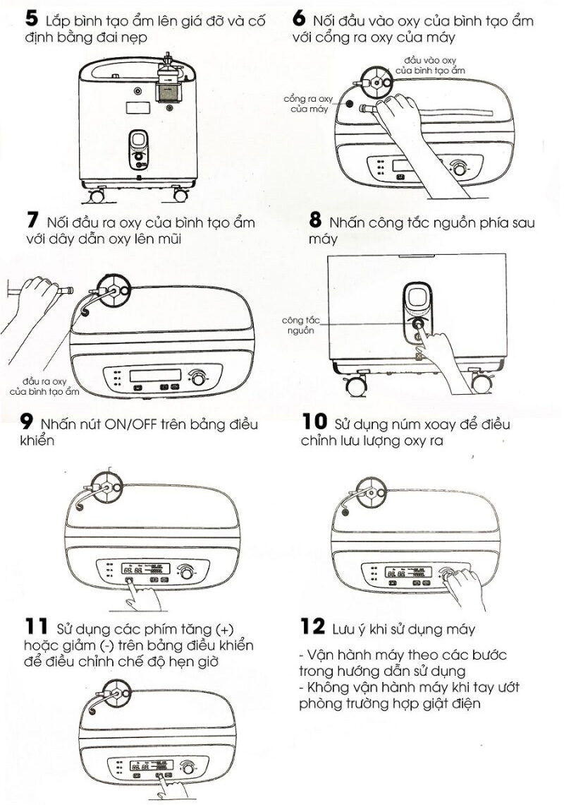 Các bước sử dụng chức năng tạo oxy Máy tạo oxy cá nhân