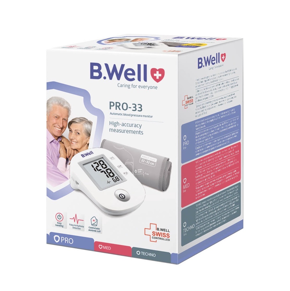 Máy đo huyết áp bắp tay B.Well Swiss PRO-33 Máy đo huyết áp bắp tay B.Well Swiss PRO-33