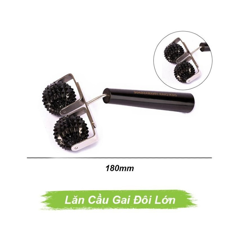 Lăn cầu gai đôi lớn cán ngắn 18cm Lăn cầu gai đôi lớn cán ngắn 18cm