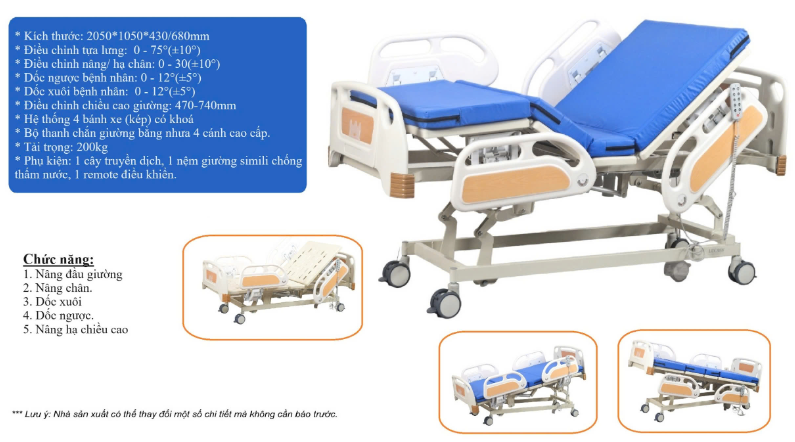 Giường y tế điện 5 chức năng Lucass GB-35E Giường y tế điện 5 chức năng Lucass GB-35E