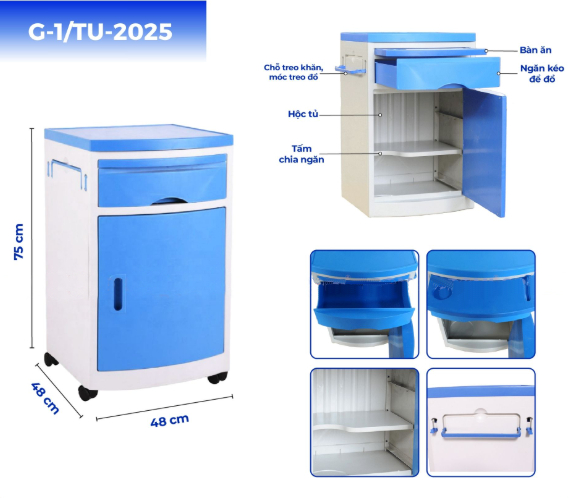 Tủ Đầu Giường Y Tế OROMI G-1/TU-2025 Tủ Đầu Giường Y Tế OROMI G-1/TU-2025