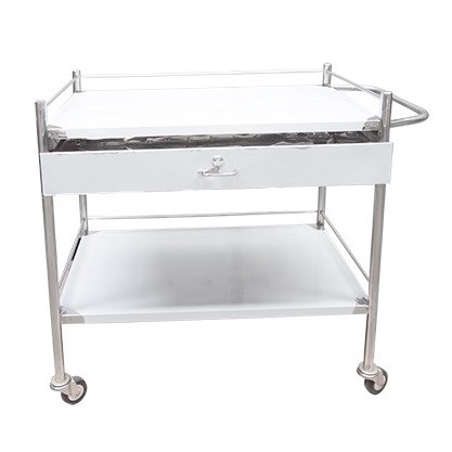 Xe đẩy dụng cụ inox 2 tầng có hộc 50x80 Xe đẩy dụng cụ inox 2 tầng có hộc 50x80