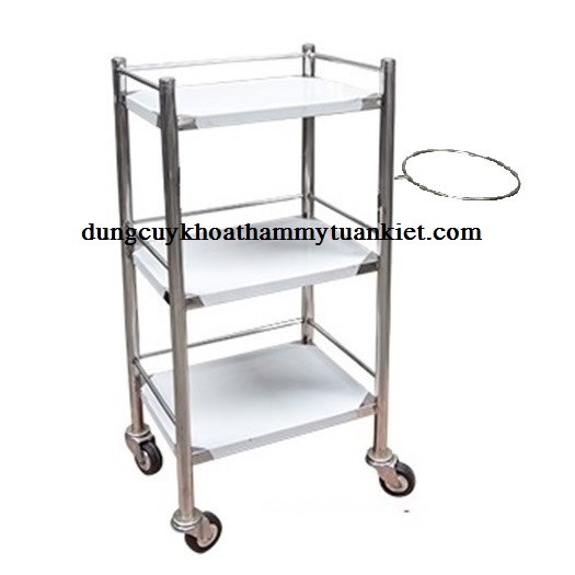 Xe đẩy inox 3 tầng có vòng thau 30x40 Xe đẩy inox 3 tầng có vòng thau 30x40