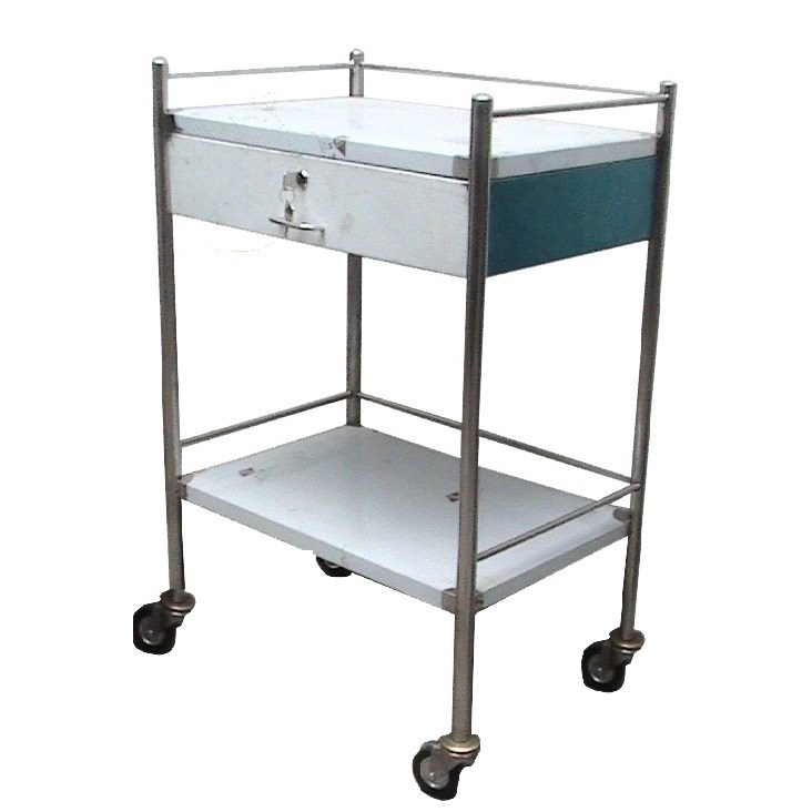 Xe đẩy thuốc inox 2 tầng có hộc 35x50 Xe đẩy thuốc inox 2 tầng có hộc 35x50