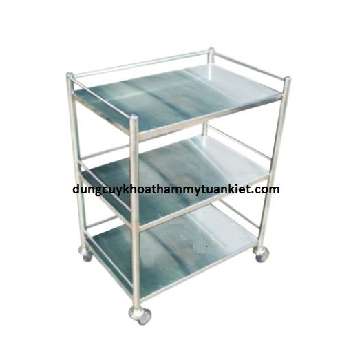 Xe đẩy thuốc inox 3 tầng 40x60 Xe đẩy thuốc inox 3 tầng 40x60