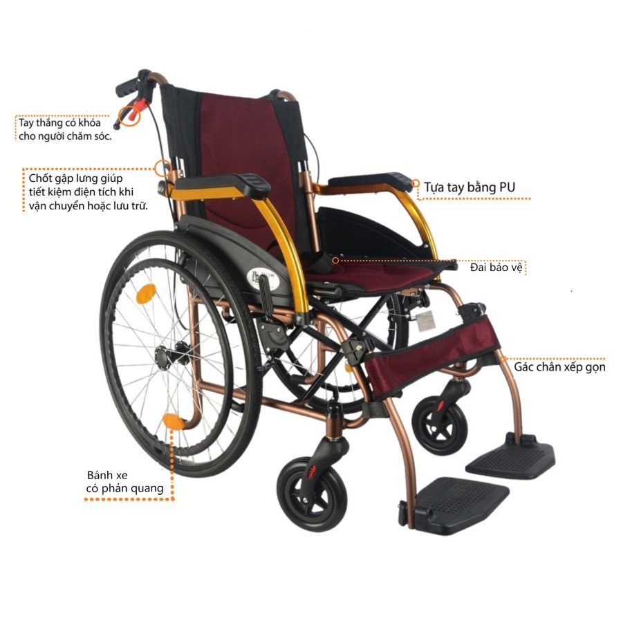 Xe Lăn nhôm du lịch Lucass X-65 Xe Lăn nhôm du lịch Lucass X-65