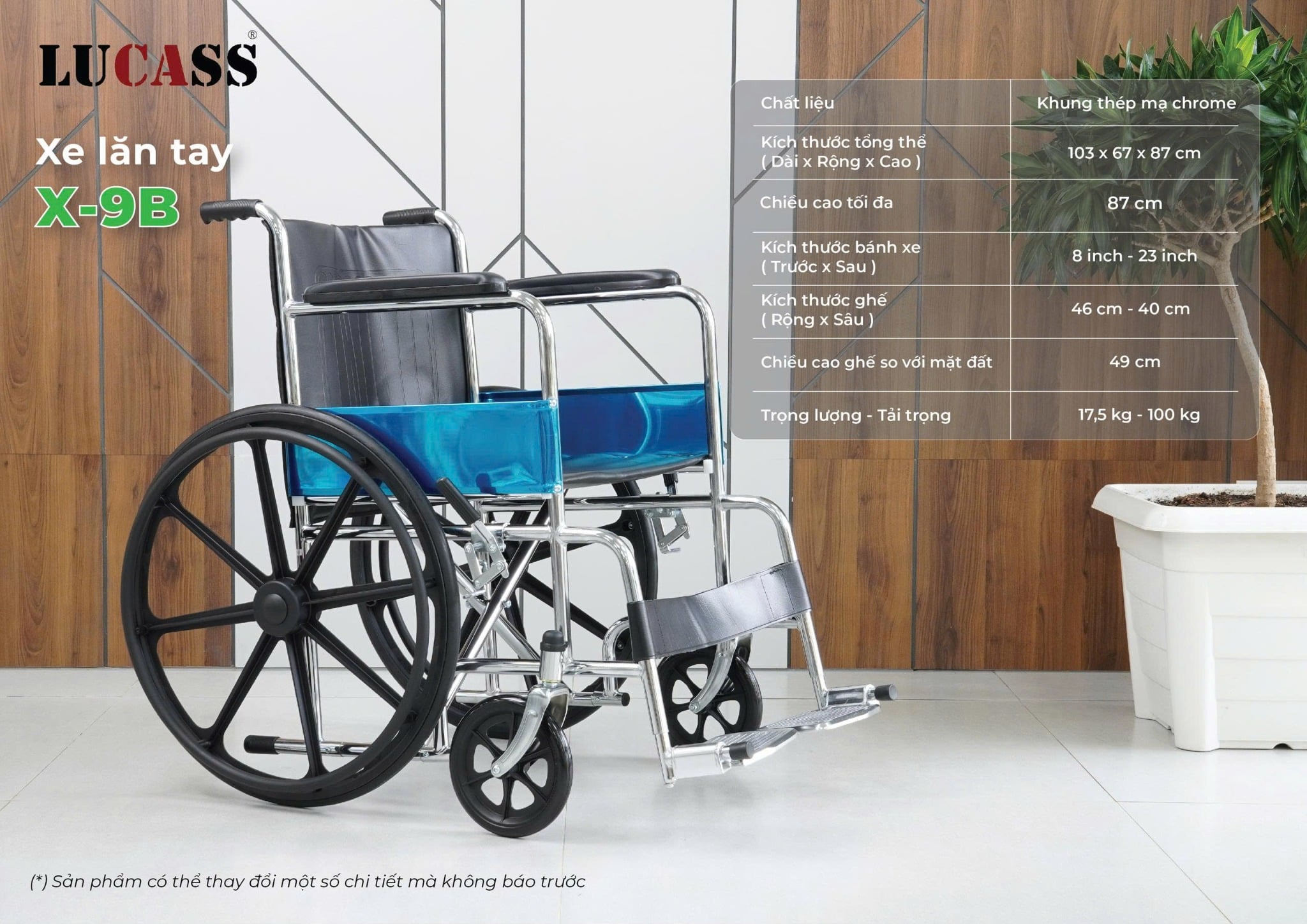 Xe lăn thường bánh mâm Lucass X-9B Xe lăn thường bánh mâm Lucass X-9B