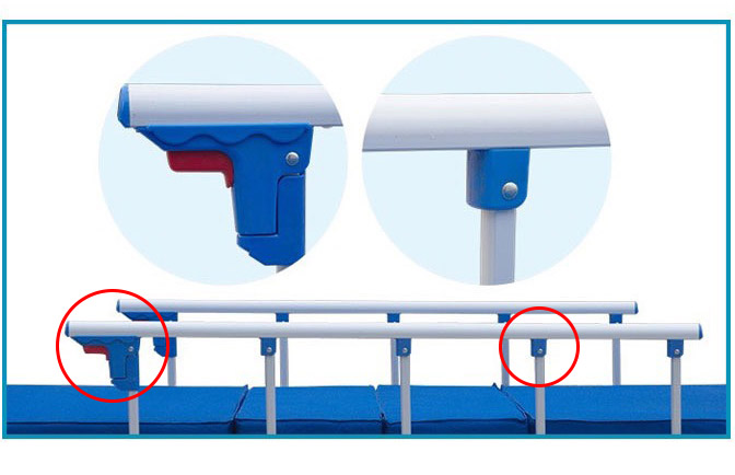Thanh chắn hai bên giường bệnh nhân 1 tay quay thanh chắn hai bên giường bệnh nhân 1 tay quay