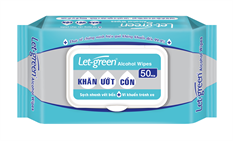 KHĂN ƯỚT CỒN LET-GREEN 50 MIẾNG kháng khuẩn lên đến 99.9%